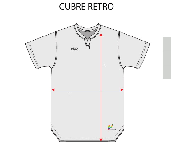 Dibujo del proveedor del cubre retro con las medidas A de alto y B de ancho